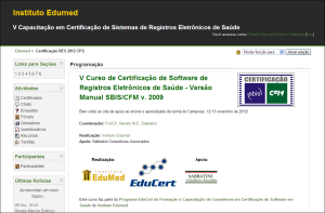 Tela do site do curso